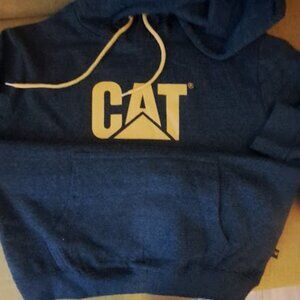 Caterpillar Dark Gray  CAT Logo Fleece Hoodie sweatshirt Size Medium